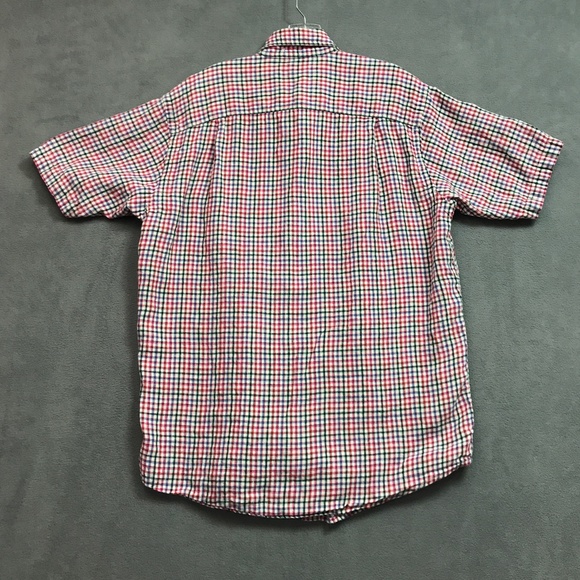 Orvis Shirt 100% Linen Mens Medium Short Sleeve Plaid Check - Picture 9 of 11